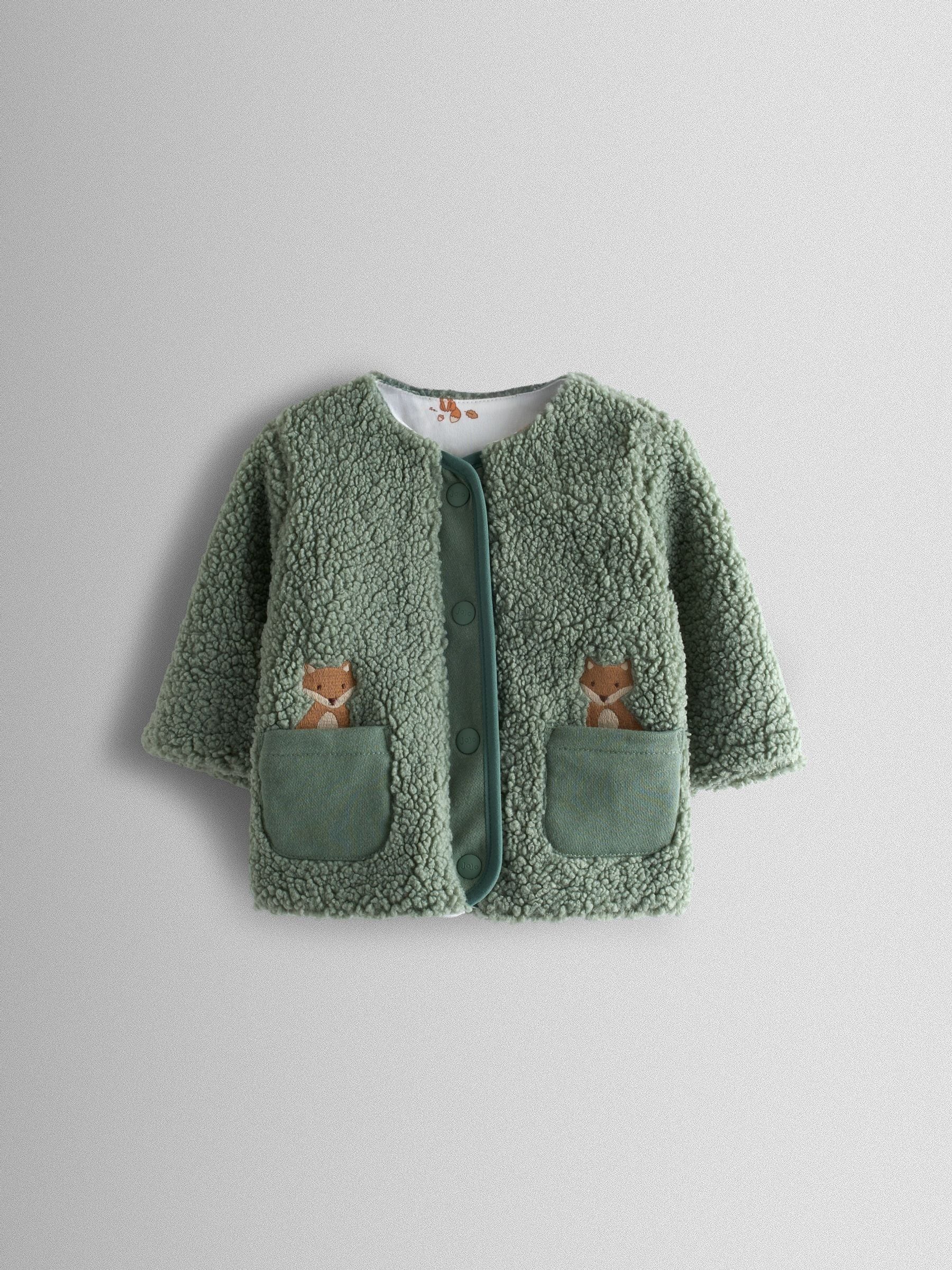 Buy JoJo Maman Bébé Green Fox Reversible Borg Jacket from the Next