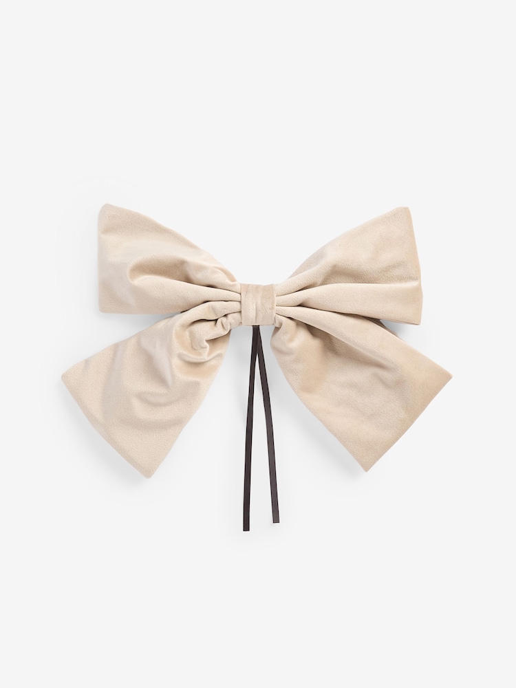 Natural Velvet Christmas Bow Tree Topper - Image 3 of 3