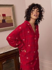 Burgundy Red 100% Cotton Flannel Nightshirt - Image 6 of 10