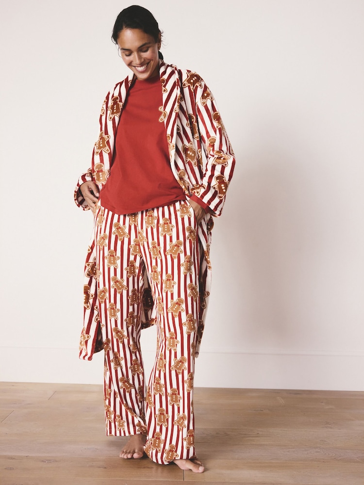 Red Gingerbread Family Matching Christmas Cosy Dressing Gown - Image 2 of 7