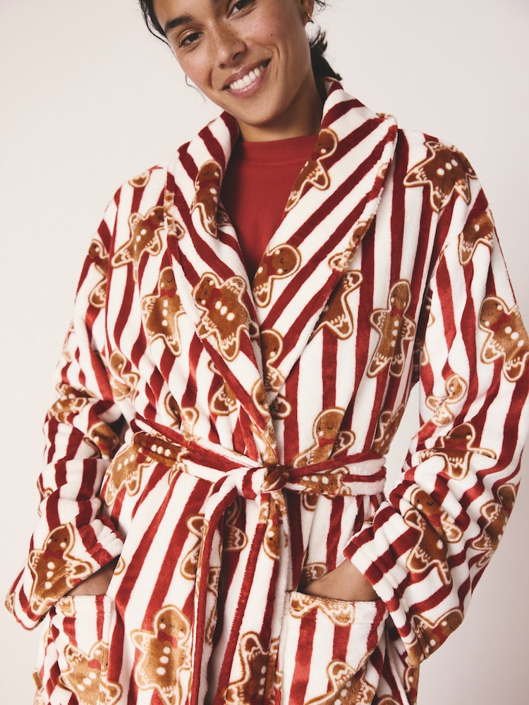 Buy Red Gingerbread Matching Family Christmas Cosy Fleece Dressing Gown  from Next USA