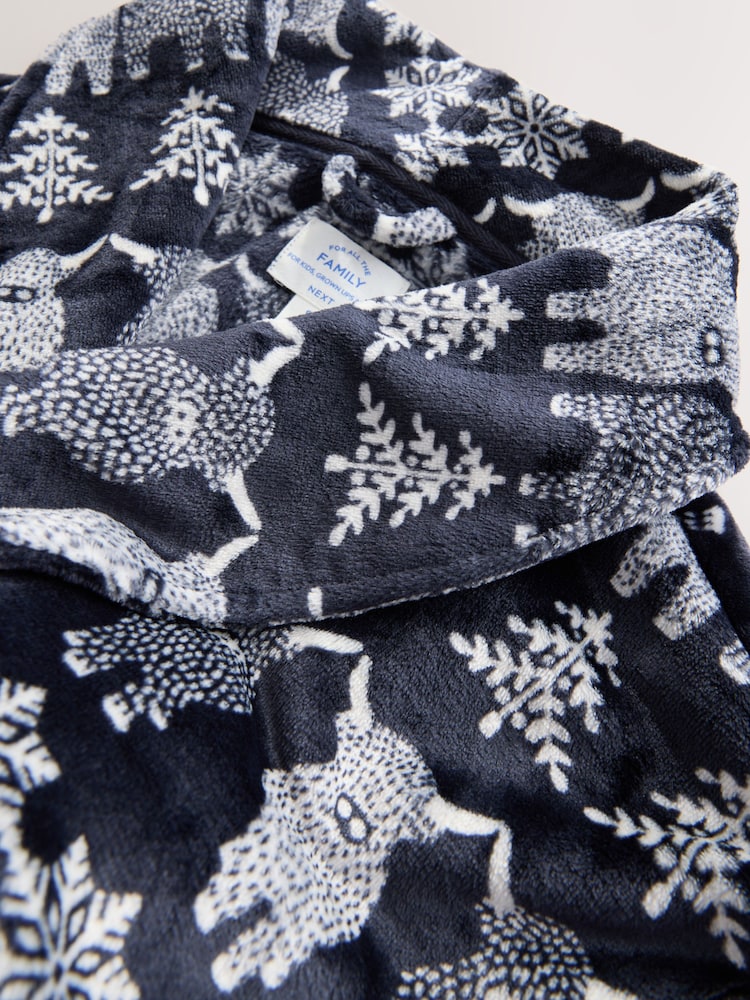 Navy Blue Hamish The Highland Cow Family Matching Christmas Cosy Dressing Gown - Image 12 of 12