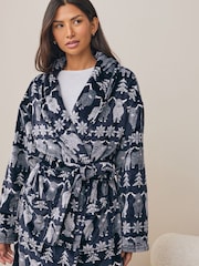 Navy Blue Hamish The Highland Cow Family Matching Christmas Cosy Dressing Gown - Image 5 of 12