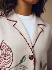 Laura Ashley Ecru Embroidered Laura Ashley Cardigan - Image 3 of 10