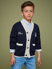 Reiss Off White 13-14 yrs SmileyWorld | Reiss Logo Cardigan Unisex Fit - Image 3 of 8
