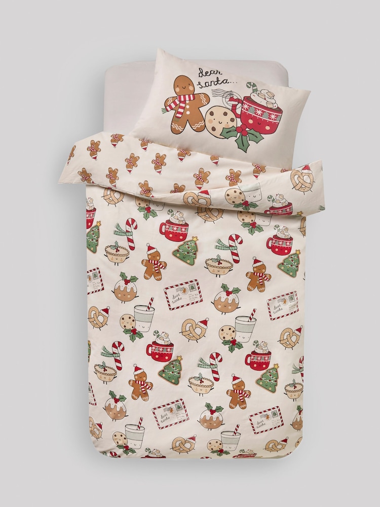 Ecru Gingerbread Christmas Duvet Cover and Pillowcase Set - Image 1 of 2 Ecru Gingerbread Christmas Duvet Cover and Pillowcase Set - Image 1 of 2