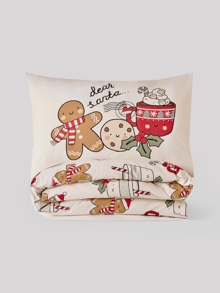 Ecru Gingerbread Christmas Duvet Cover and Pillowcase Set - Image 2 of 2 Ecru Gingerbread Christmas Duvet Cover and Pillowcase Set - Image 2 of 2
