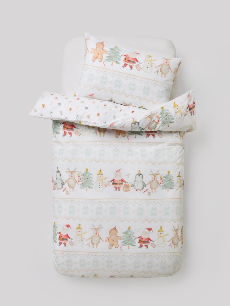 Santa Friends Christmas Duvet Cover and Pillowcase Set - Image 1 of 3 Santa Friends Christmas Duvet Cover and Pillowcase Set - Image 1 of 3