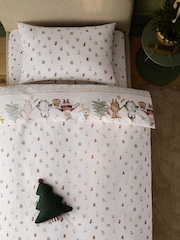 Ecru Santa Friends Reversible Christmas Duvet Cover and Pillowcase Set - Image 4 of 7