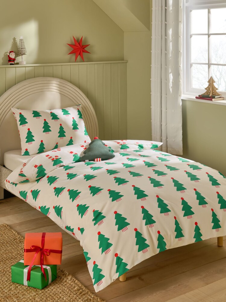 Stampy Tree Christmas Duvet Cover and Pillowcase Set - Image 1 of 5