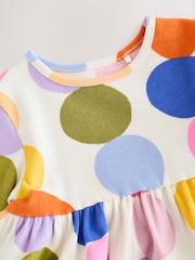 Rainbow Spot Long Sleeve Ribbed Dress (3mths-7yrs) - Image 3 of 5