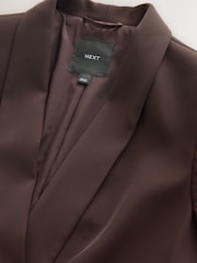 Chocolate Brown Relaxed Ruched Sleeve Blazer - Image 6 of 8