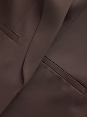 Chocolate Brown Relaxed Ruched Sleeve Blazer - Image 7 of 8
