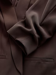 Chocolate Brown Relaxed Ruched Sleeve Blazer - Image 8 of 8