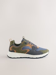 Khaki Green Multipanel Trainers - Image 1 of 5