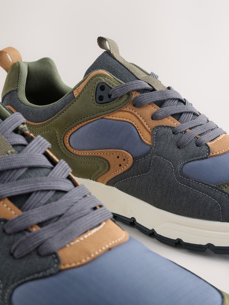 Khaki Green Multipanel Trainers - Image 5 of 5