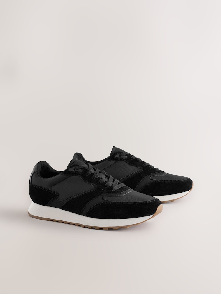 Negro - Smart Casual Runners Trainers with Suede Trim - Imagen 2 de 5