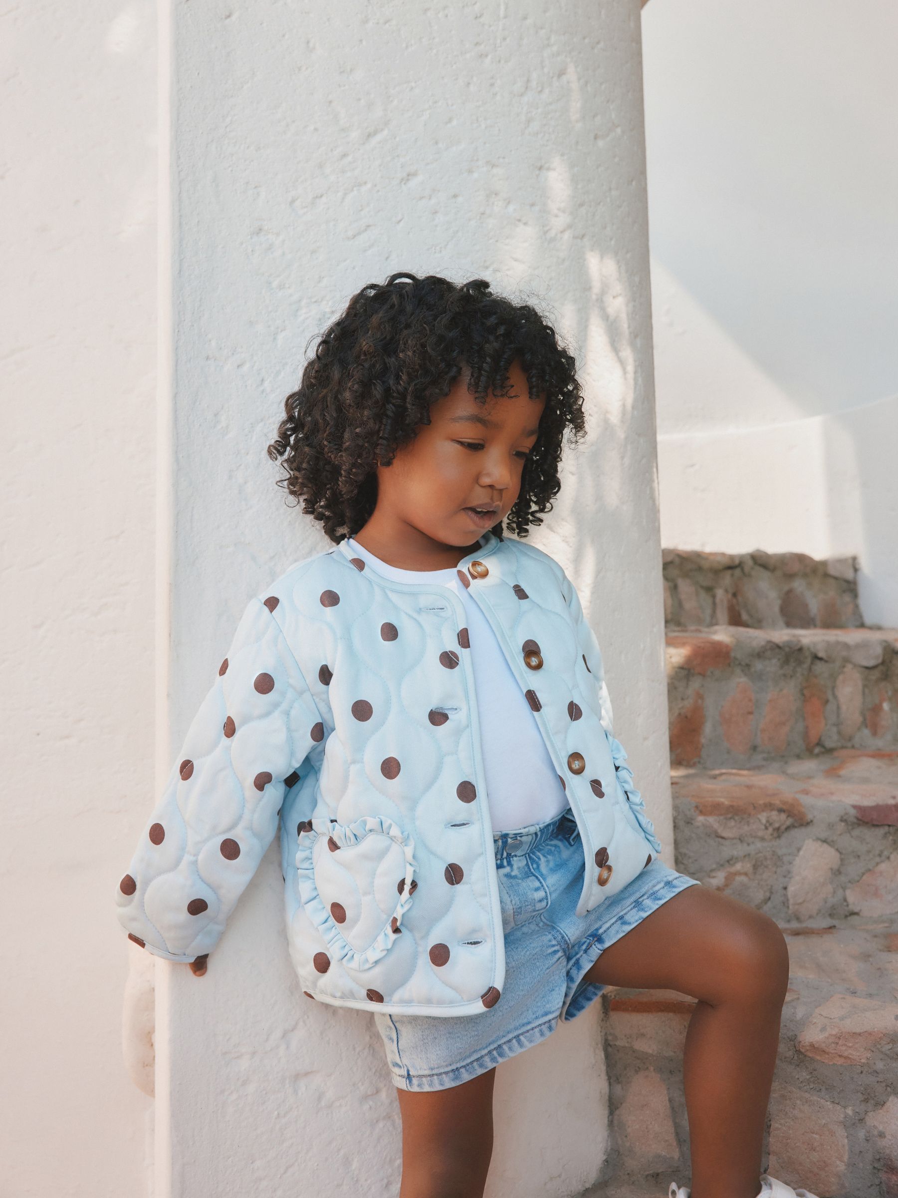 Buy Blue Polka Dot Printed Quilted Jacket (3mths-7yrs) from the Next UK ...