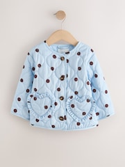 Blue Spot Printed Cotton Rich Quilted Jacket (3mths-7yrs) - Image 6 of 10