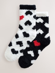 Black/White Red Hearts - Pack de 2 pares de calcetines tobilleros abrigados - Imagen 1 de 5