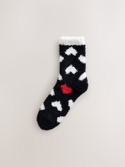 Black/White Red Hearts - Pack de 2 pares de calcetines tobilleros abrigados - Imagen 3 de 5