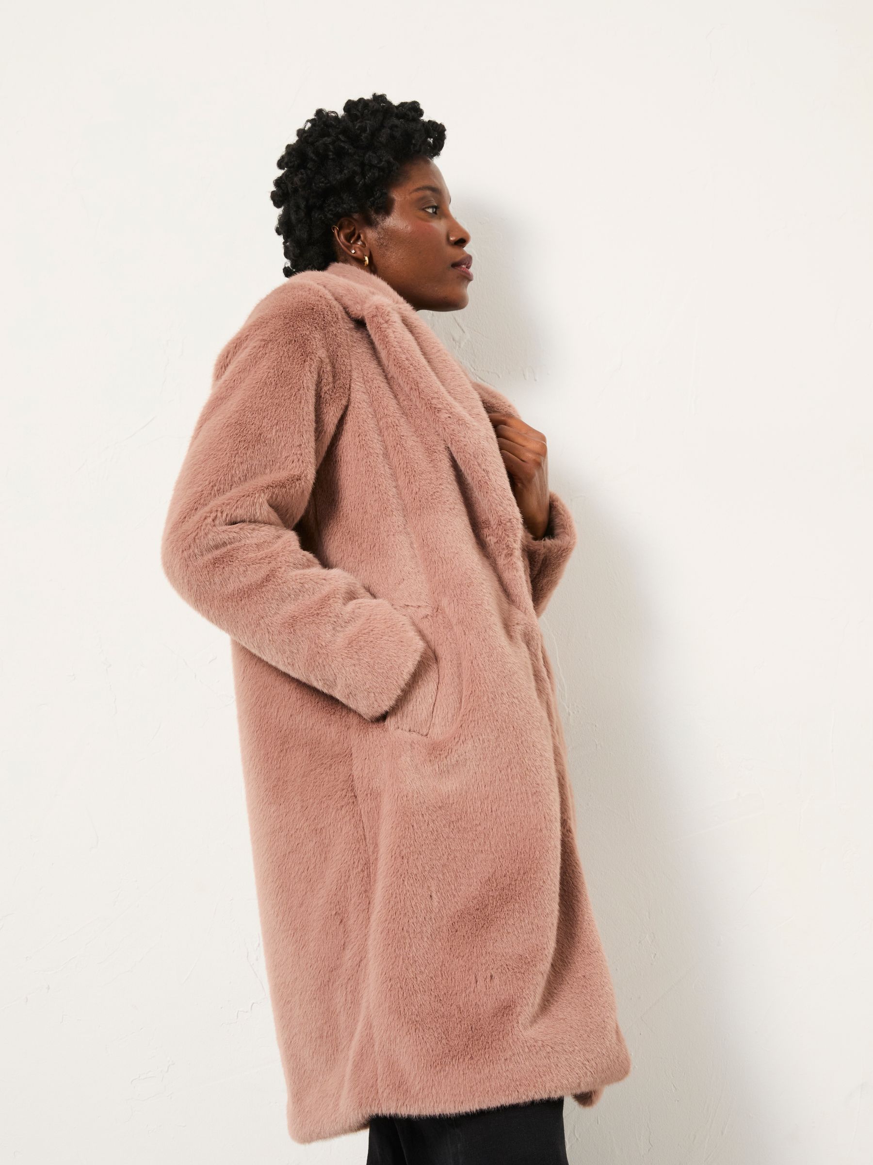 Buy FatFace Esme Dusky Pink Long Faux Fur Coat from the Next UK