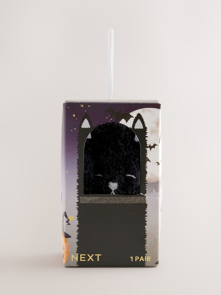 Halloween Black Cat Cosy Ankle Socks in a Box 1 Pack - Image 1 of 6