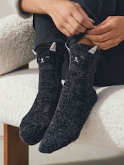 Halloween Black Cat Cosy Ankle Socks in a Box 1 Pack - Image 3 of 6