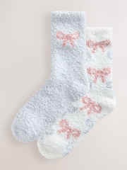 Pink/Grey Bows - Pack de 2 pares de calcetines tobilleros abrigados - Imagen 1 de 5