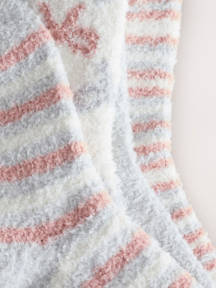 粉色/灰色蝴蝶结 - 舒适的脚踝 袜子 4 包 - 9的图像9｝