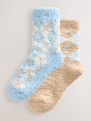 Blue/Neutral Argyle - Pack de 2 pares de calcetines tobilleros abrigados - Imagen 1 de 5