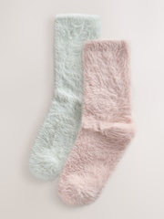 Pink/Neutral Superhairy Cosy Ankle Socks 2 Pack - Image 3 of 5
