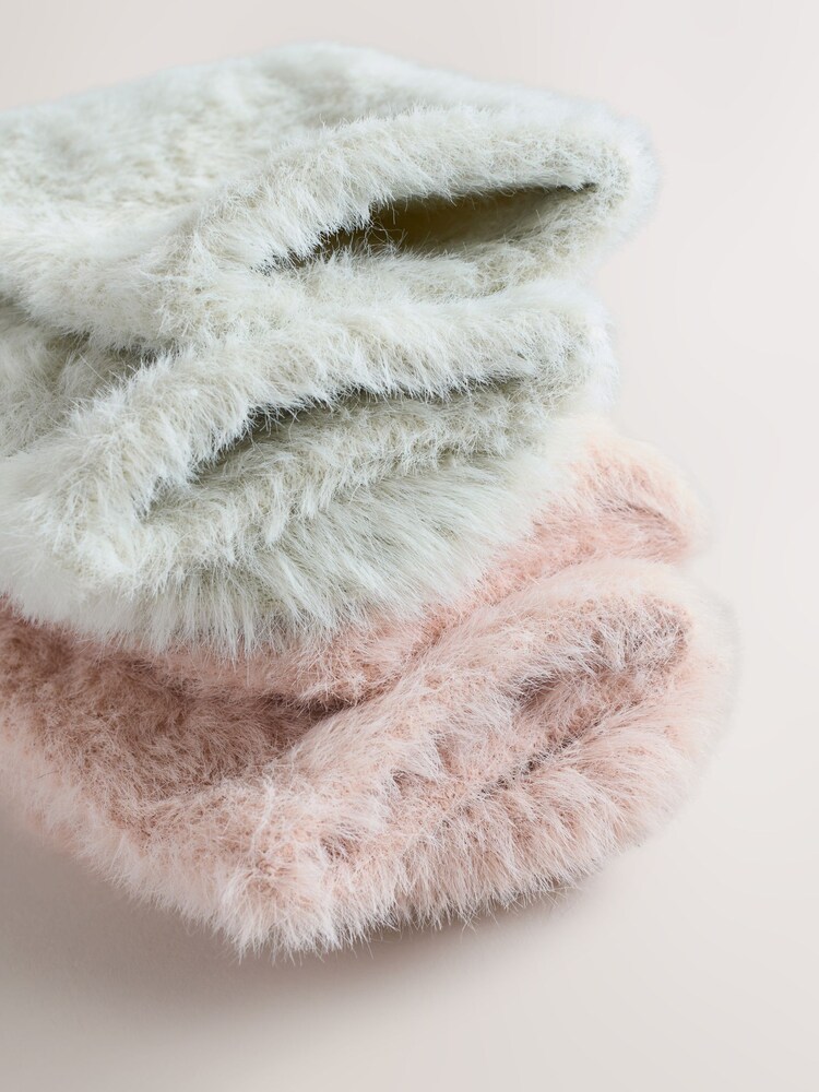 Pink/Neutral Superhairy Cosy Ankle Socks 2 Pack - Image 5 of 5