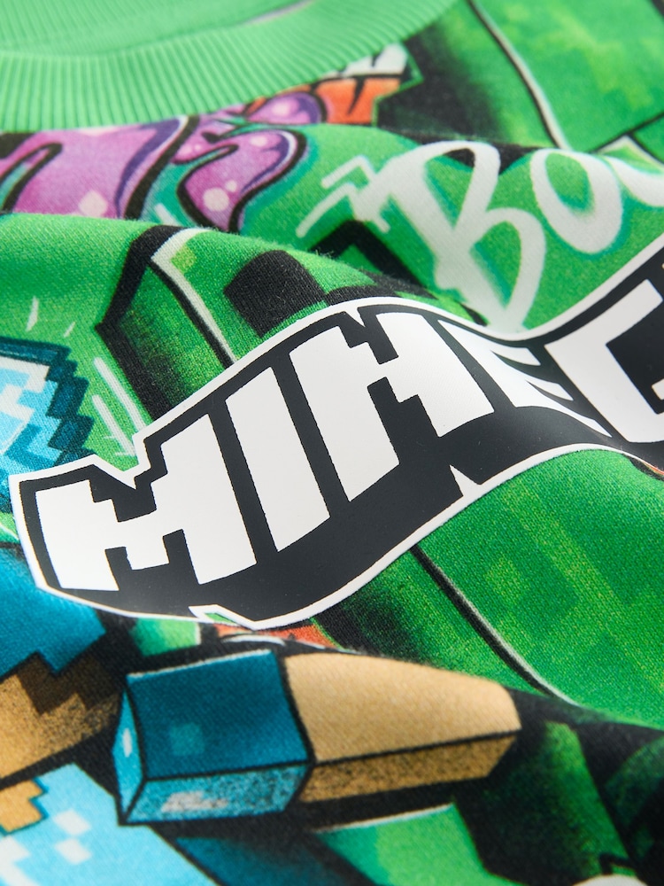 Green All Over Print Minecraft T-Shirt (3-16yrs) - Image 1 of 4 Green All Over Print Minecraft T-Shirt (3-16yrs) - Image 1 of 4