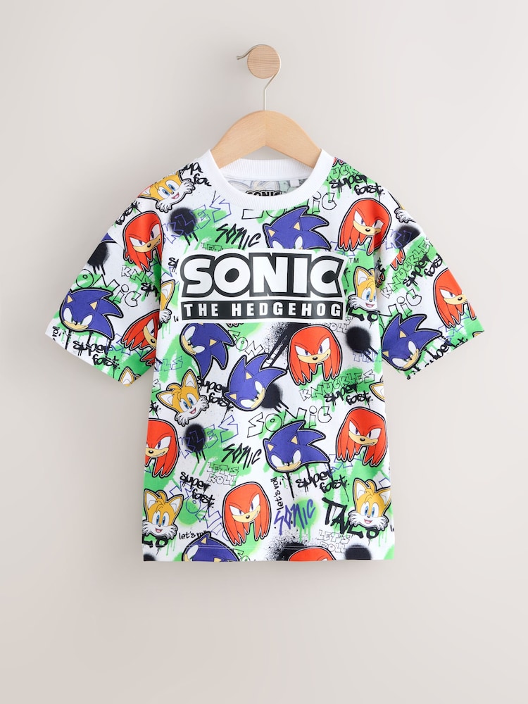 Red/Blue All Over Print Sonic T-Shirt (3-16yrs) - Image 1 of 4 Red/Blue All Over Print Sonic T-Shirt (3-16yrs) - Image 1 of 4