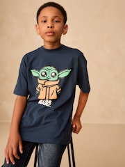 Navy Mandalorian Short Sleeve T-Shirt (3-16yrs) - Image 1 of 8