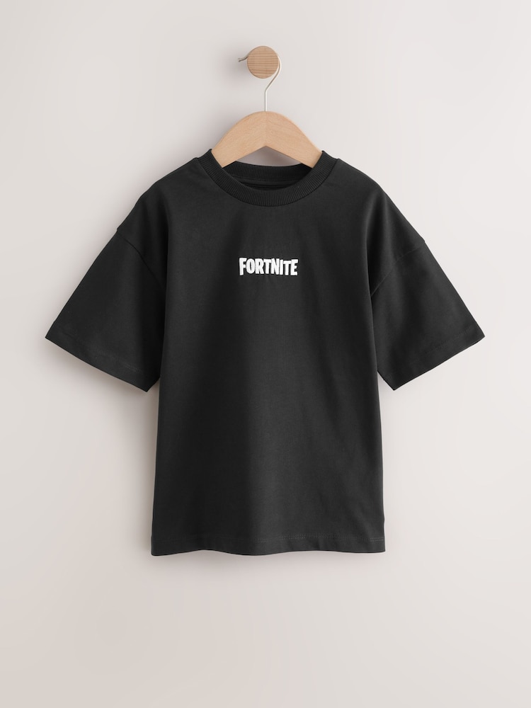 Black Fortnite Print Short Sleeved T-Shirt (4-16yrs) - Image 1 of 4