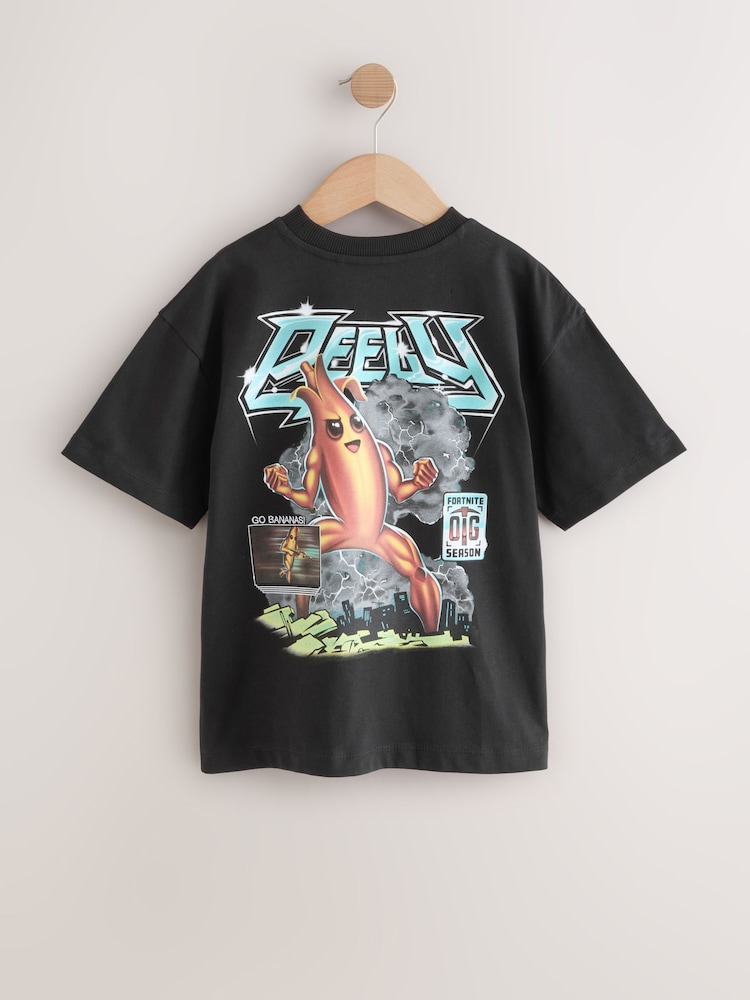Black Fortnite Print Short Sleeved T-Shirt (4-16yrs) - Image 2 of 4