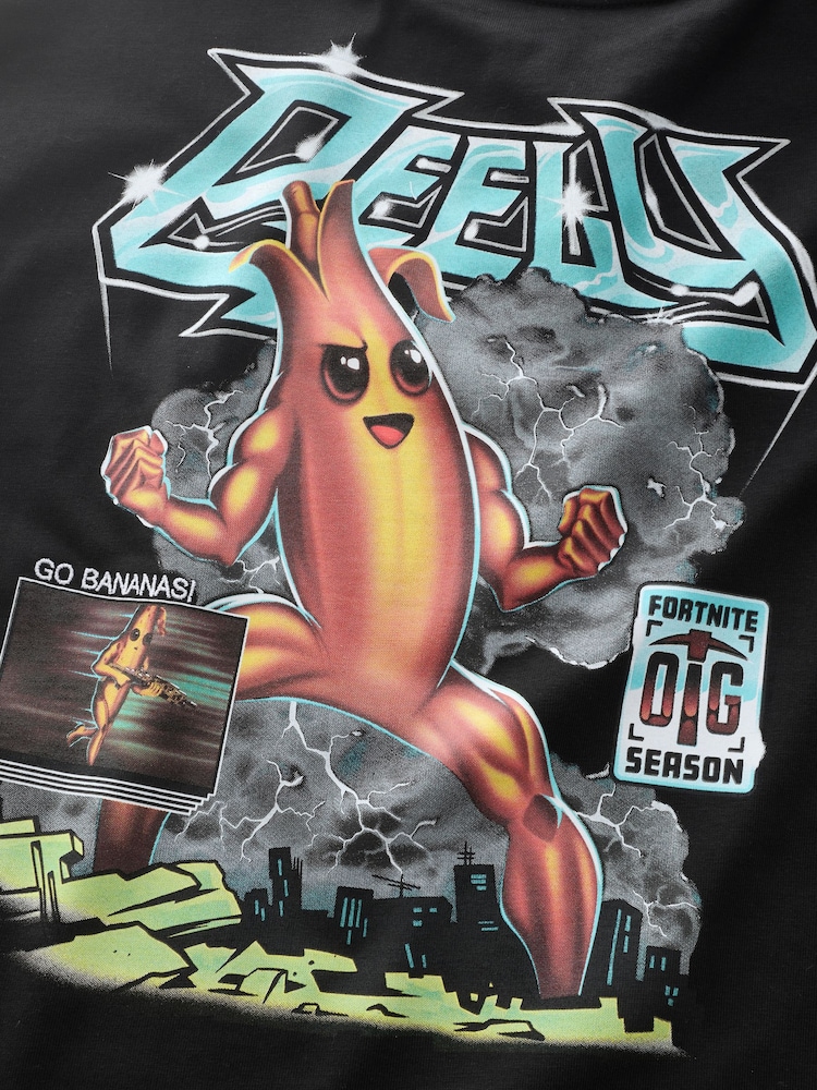 Black Fortnite Print Short Sleeved T-Shirt (4-16yrs) - Image 6 of 6