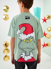 Sage Green Grinch Short Sleeve Christmas T-Shirt (3-16yrs) - Image 1 of 3