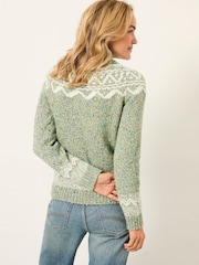 FatFace Birch Green Fairisle Crew Knitted Jumper - Image 3 of 6