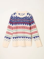 FatFace Sadie Natural Fairisle Knitted Crew Jumper - Image 6 of 6