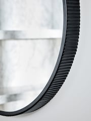 Black Rib Round Bathroom Wall Mirror - Image 3 of 6
