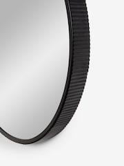 Black Rib Round Bathroom Wall Mirror - Image 5 of 6