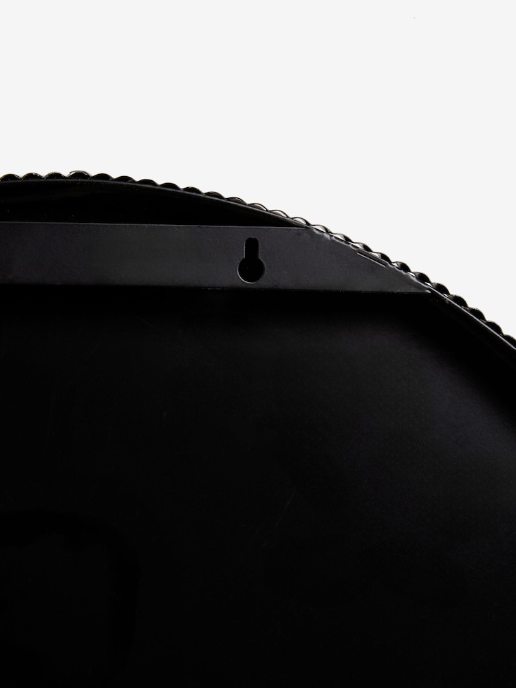 Black Rib Round Bathroom Wall Mirror - Image 6 of 6