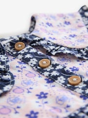 Multi Navy Ditsy Long Sleeve Collar Dress (3mths-8yrs) - Image 7 of 8