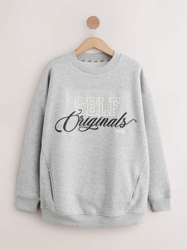 self. Grey Longline Sweatshirt - Image 1 of 3