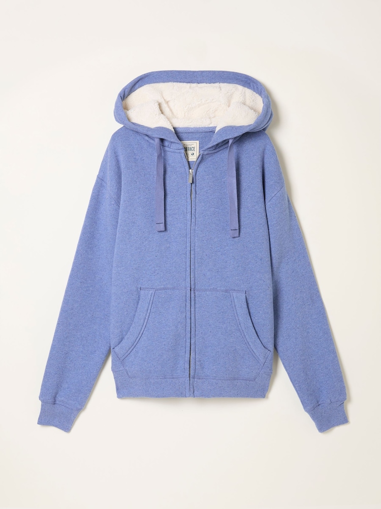 FatFace Amy Pale Blue Borg Lined Zip Through Hoodie - Image 5 of 5 FatFace Amy Pale Blue Borg Lined Zip Through Hoodie - Image 5 of 5