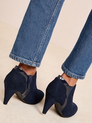 Friends Like These Navy Standard fit Mid Heel Mix Material Ankle Boots - Image 4 of 5