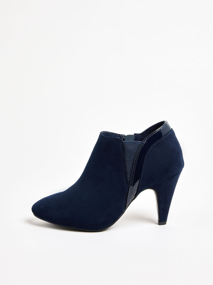 Friends Like These Navy Standard fit Mid Heel Mix Material Ankle Boots - Image 1 of 1